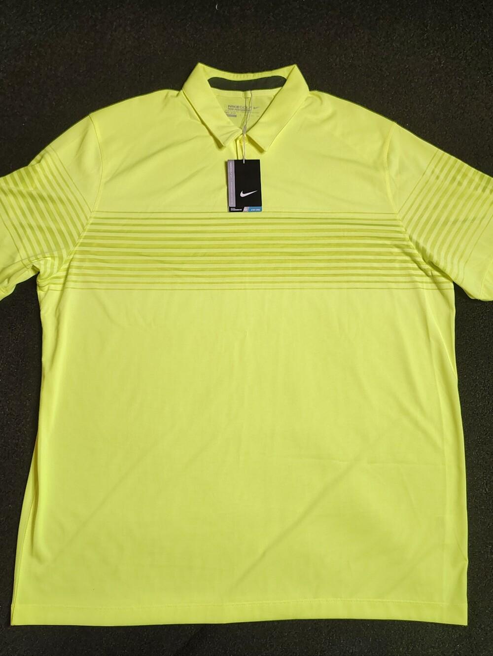 Nike Dri Fit Neon Yellow Golf Polo Mesh Tour Performance Standard Fit Men's XXL